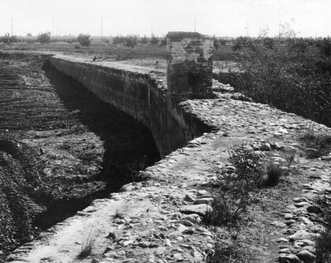 An example of early irrigation construction in the San Fernando Valley.