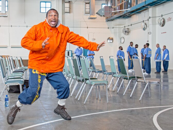 The Strindberg Laboratory theater company in Los Angeles conducts a theater workshop at California State Prison, Los Angeles County, in Lancaster