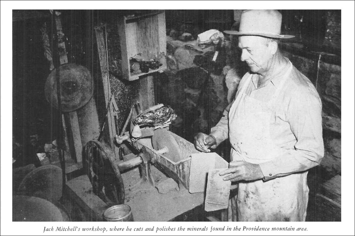 Above: Jack Mitchell shown in his workshop for a February 1942 Desert Magazine feature on Mitchell Caverns.