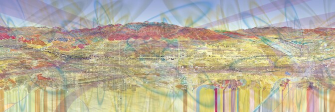 John Bohn, Red Hill Portion of "Route 66 Pathway; Pomona to San Bernardino." 2016. Emaki. (Header)
