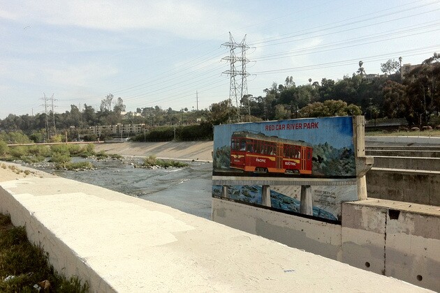 14 - Old train bridge from Red Car River Park.JPG