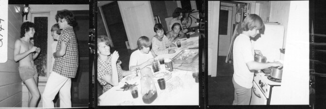 Contact sheet of young men at the Gay Community Services Center Liberation House and at the Gaywill Shop, 1971. | Pat Rocco, ONE National Gay and Lesbian Archives, USC Libraries