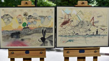 Appraisal: 1977 & 1976 Roy De Forest Mixed-media Artwork