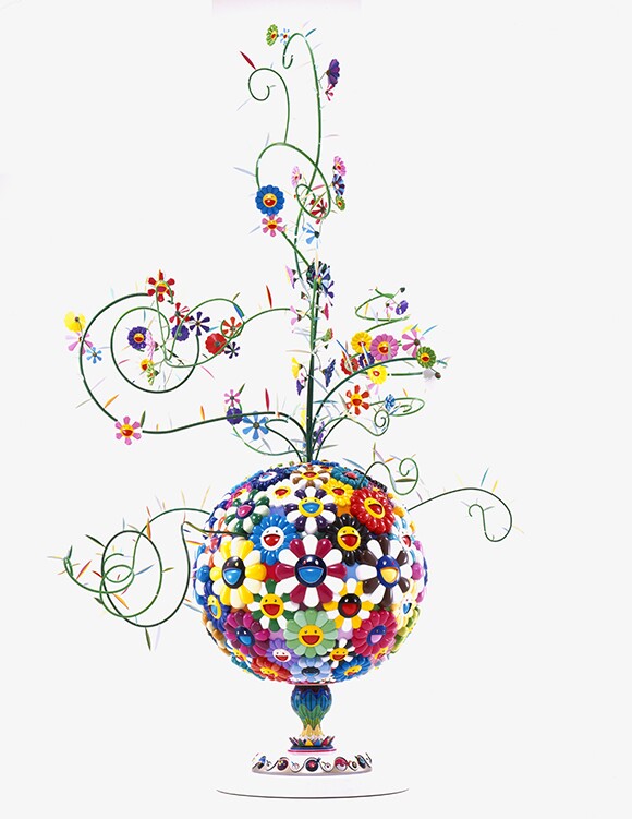 "Flower Matango (b)" 2001-2006 by Takashi Murakami, fiberglass, resin, oil paint, lacquer, acrylic plates, and iron, 157 1/2 x 118 x 98 1/2 in. (400.05 x 299.72 x 250.19 cm); Courtesy of The Broad Art Foundation; Image ©Murakami