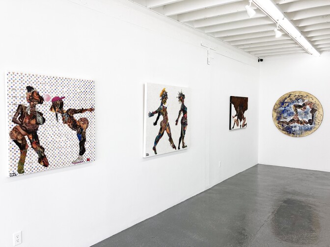 The "Mousso-Ya" exhibition honoring womanhood on view from September 12 to October 24, 2020. The exhibit featured Penda Diakité a Swiss-Mali contemporary artist, and Leila Rose Fanner, who lives in South Africa. | Courtesy of Band of Vices