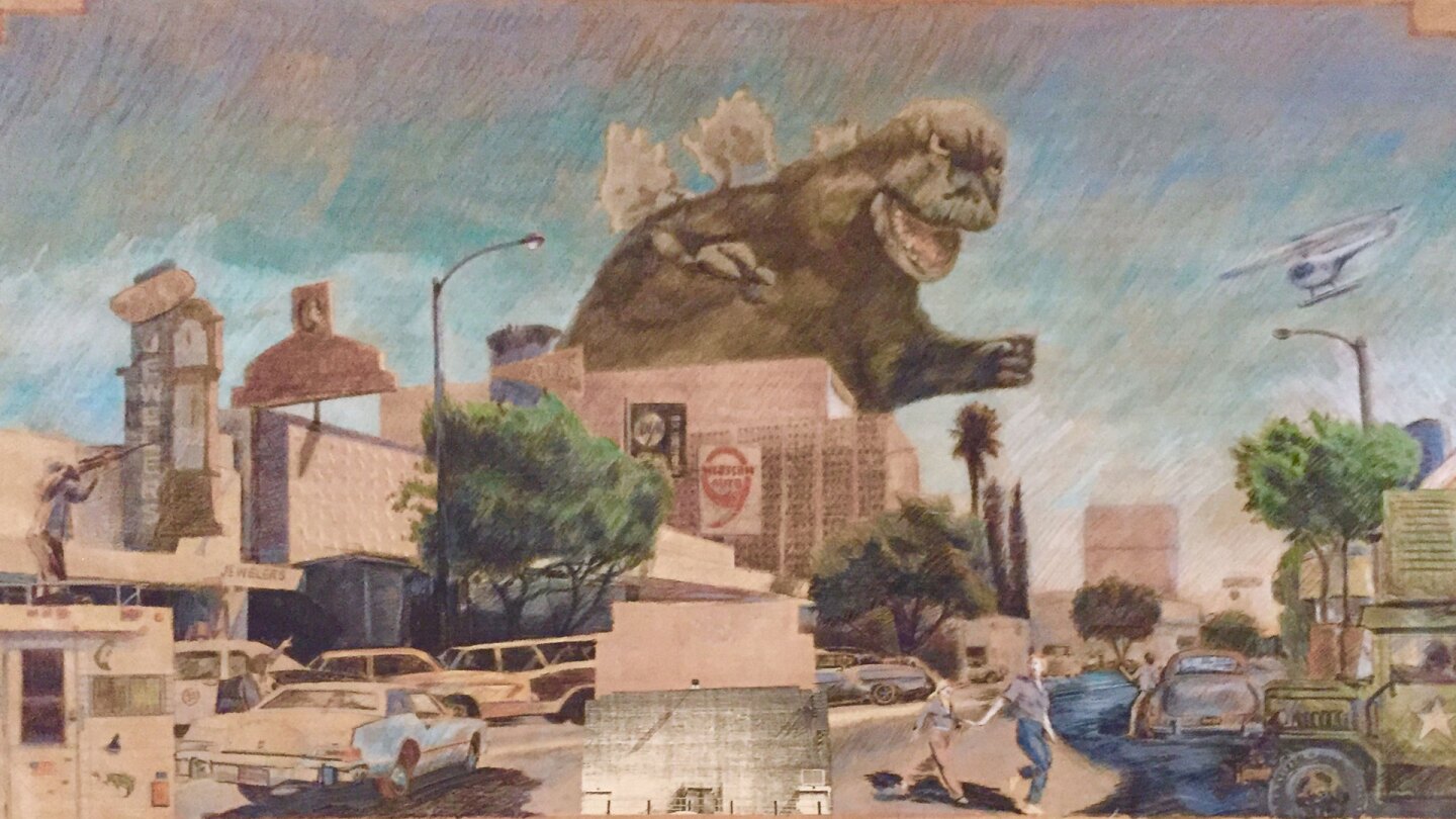 Ron Reeder and Joseph Janusz, "Godzilla Visiting El Monte." | Courtesy of South El Monte Arts Posse and Ron Reeder (