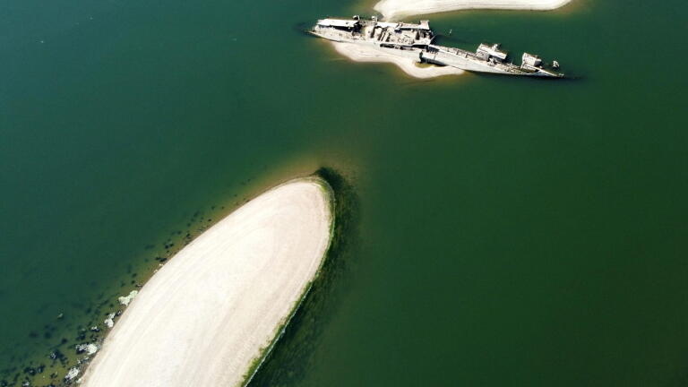 Danube's critically low level reveals relics from the past