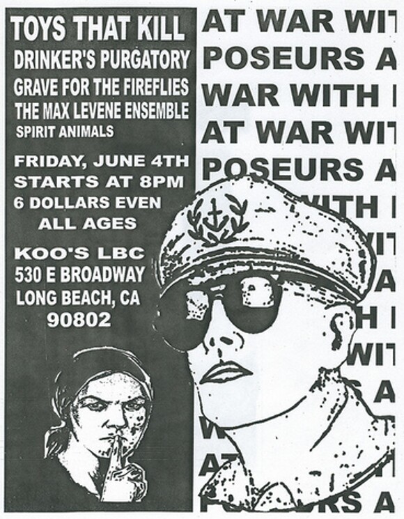 Toys That Kill flyer, Koo's Long Beach, 2004. | Courtesy of <a href='http://www.flickr.com/photos/lifeontheedge/'>Marshall Astor</a>.
