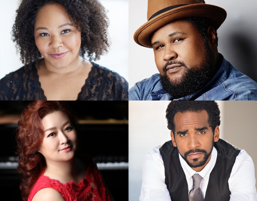 A Tribute to Black Legacy in Opera, four individuals on a screen. 