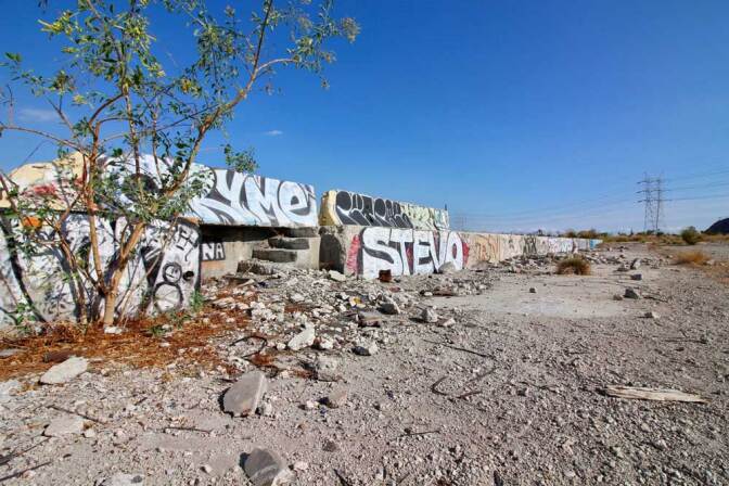 Signs of visitors at Taylor Yard include graffiti. | Courtney Cecale