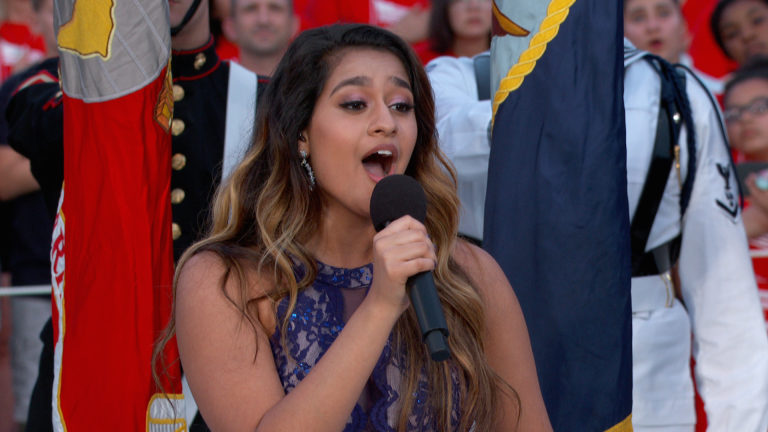 Alyssa Raghu Performs the National Anthem