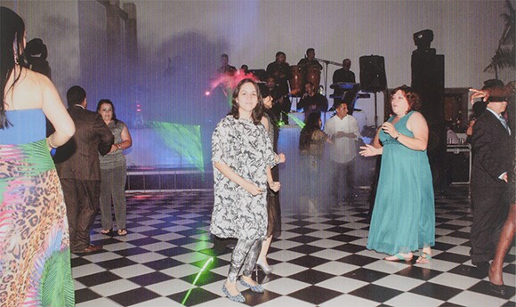Carmen Argote, "Events." Argote crashing someone's party.