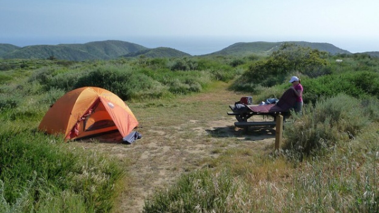 A backcountry campsite at Crystal Cove State Park.