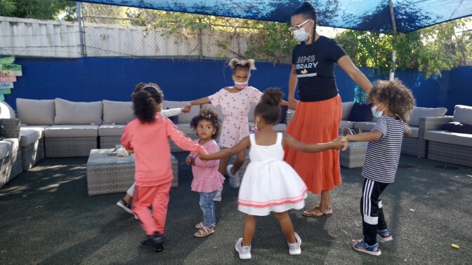 L.A. educator and PBS Early Learning Champion Charisse Sims works with children