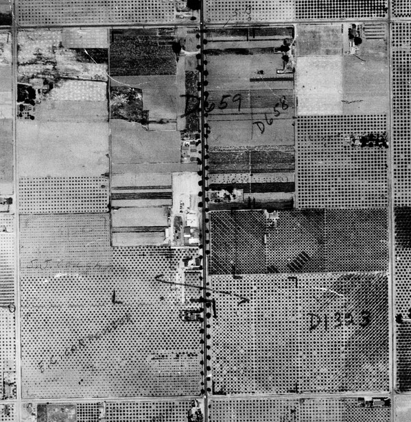 Aerial view of Knott's Berry Farm in 1938, when it was still an actual farm. Photo courtesy of the Orange County Archives.