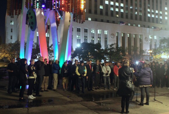 Crowd at the Triforium 40th anniversary event, December 11, 2015. | Photo: Courtesy of the Triforium Project.