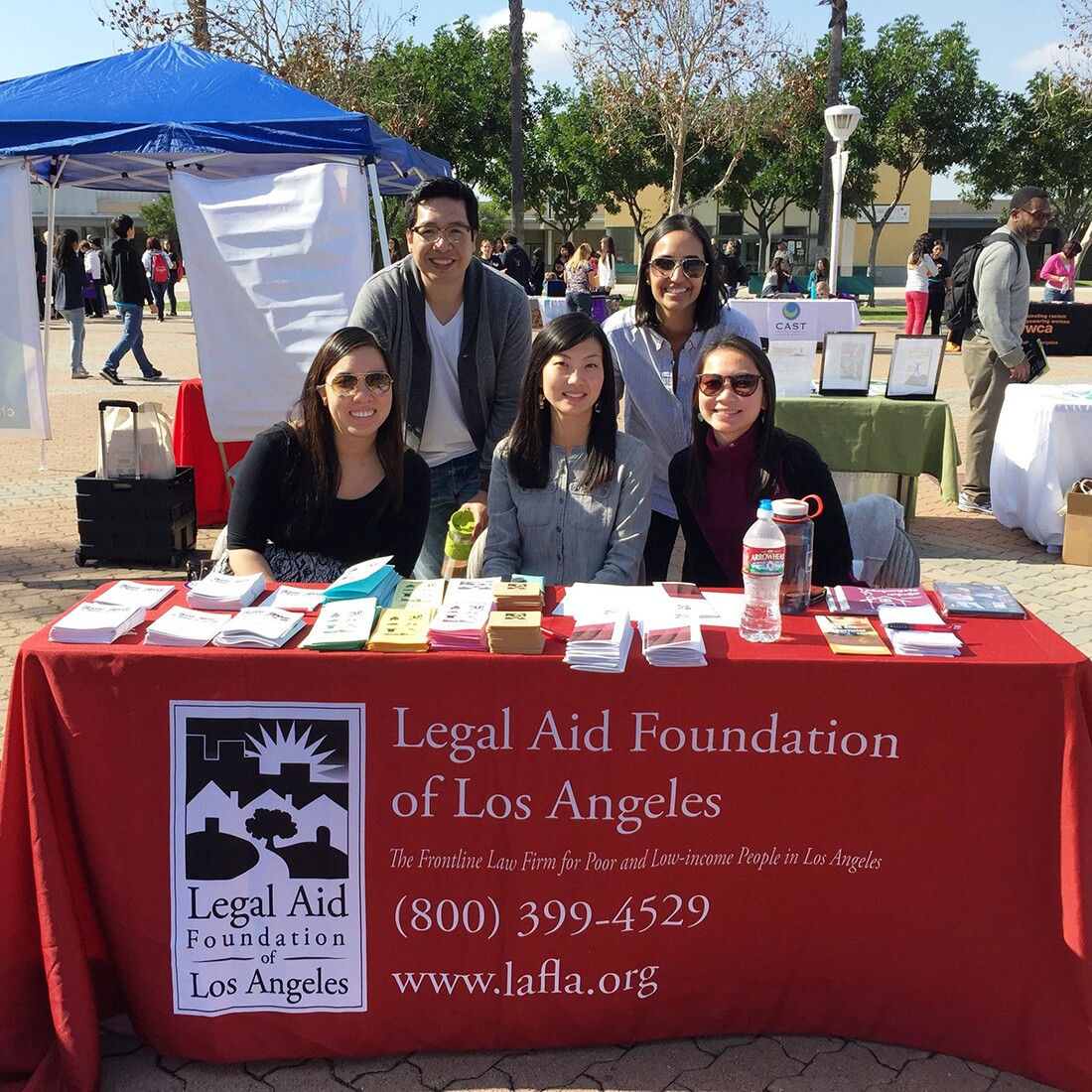 LAFLA tabling at the Youth Exploitation Safety Symposium (Y.E.S.S.) hosted by the Long Beach Trafficking Task Force and Long Beach Unified School District at Cabrillo High School in 2015. | Legal Aid Foundation of Los Angeles