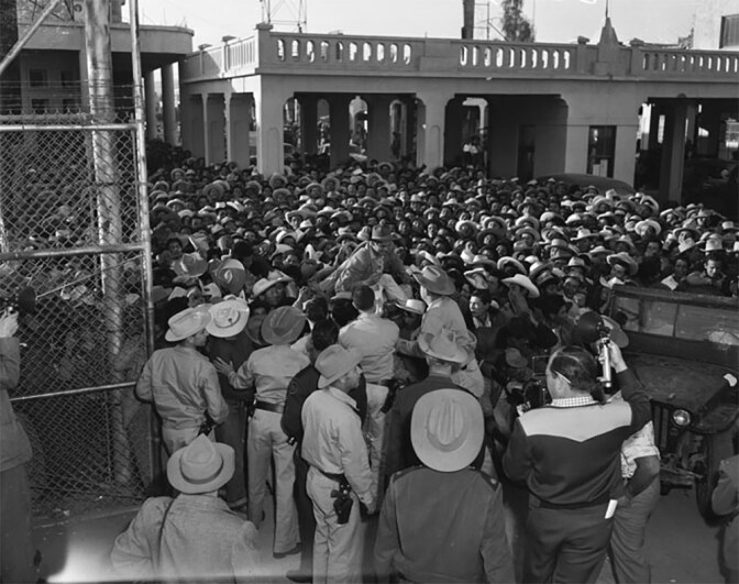 Mexican workers await legal employment in the United States, Mexicali, Mexico.
