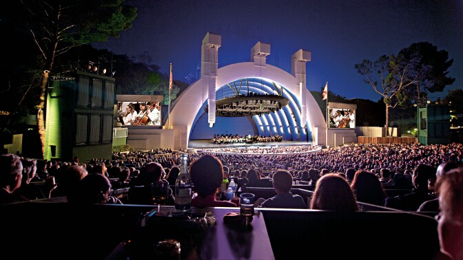 Hollywood Bowl shell with orchestra on stage. Taken on August 15, 2009. | Adam Latham