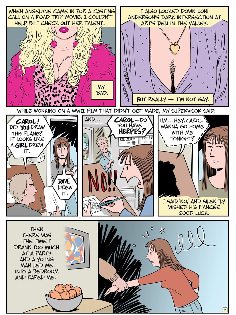 "A Sampler of Misdeeds" (page 2) | Carol Lay/Excerpt from “Drawing Power: Women's Stories of Sexual Violence, Harassment, and Survival,” edited by Diane Noomin © Abrams ComicArts, 2019