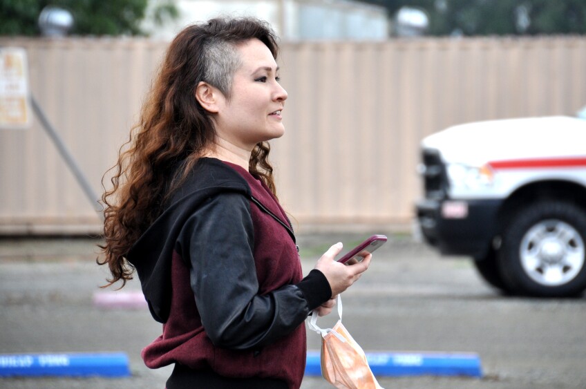 Rebecca Woodruff, Kiera's high school teacher, waits for her release | Gina Pollack