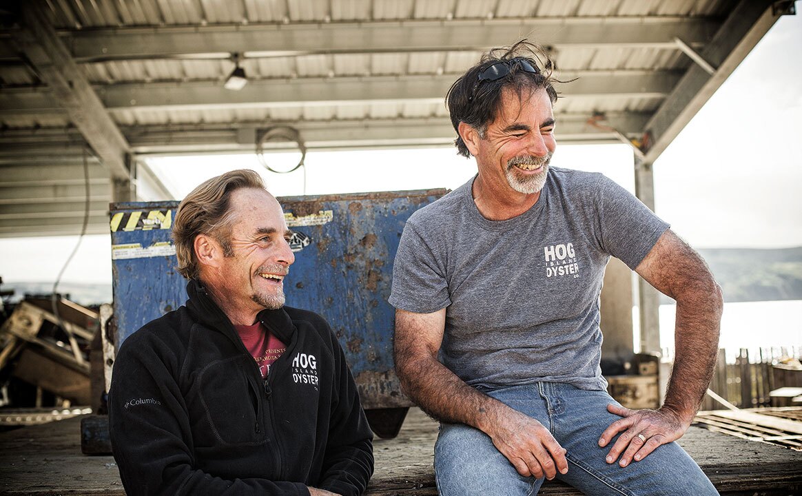 Terry Sawyer, right, with Hog Island partner John Finger. All photos: Hog Island Oyster Co.