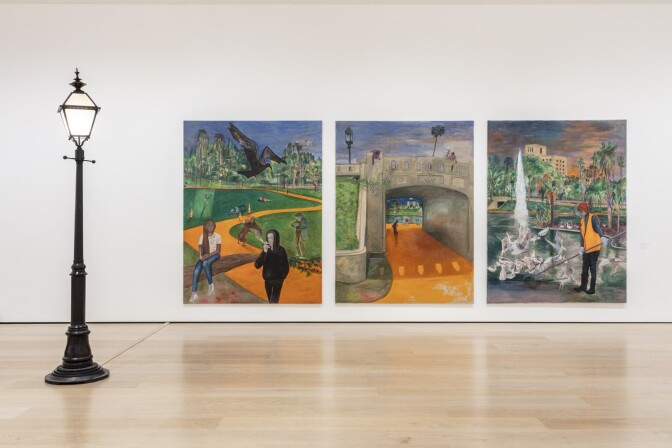 An installation view of Jill Mulleady's work at "Made in L.A. 2020: a version." at Hammer Museum, Los Angeles. | Joshua White / JWPictures.com.