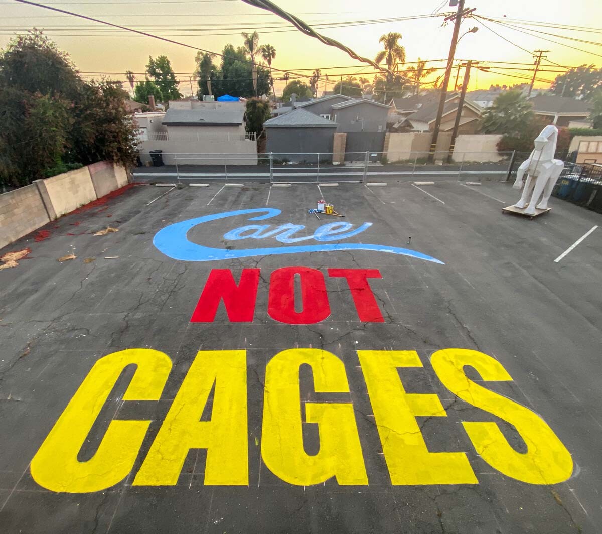 "Care Not Cages" mural created outside of the Crenshaw Dairy Mart space | Noe Olivas, Courtesy of Crenshaw Dairy Mart