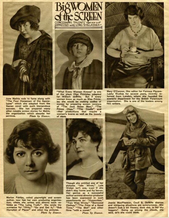 "Big Women of the Screen: Concerning Talents That Are Not Expressed With Long Eyelashes" from the Jan. 1922 issue of Screenland