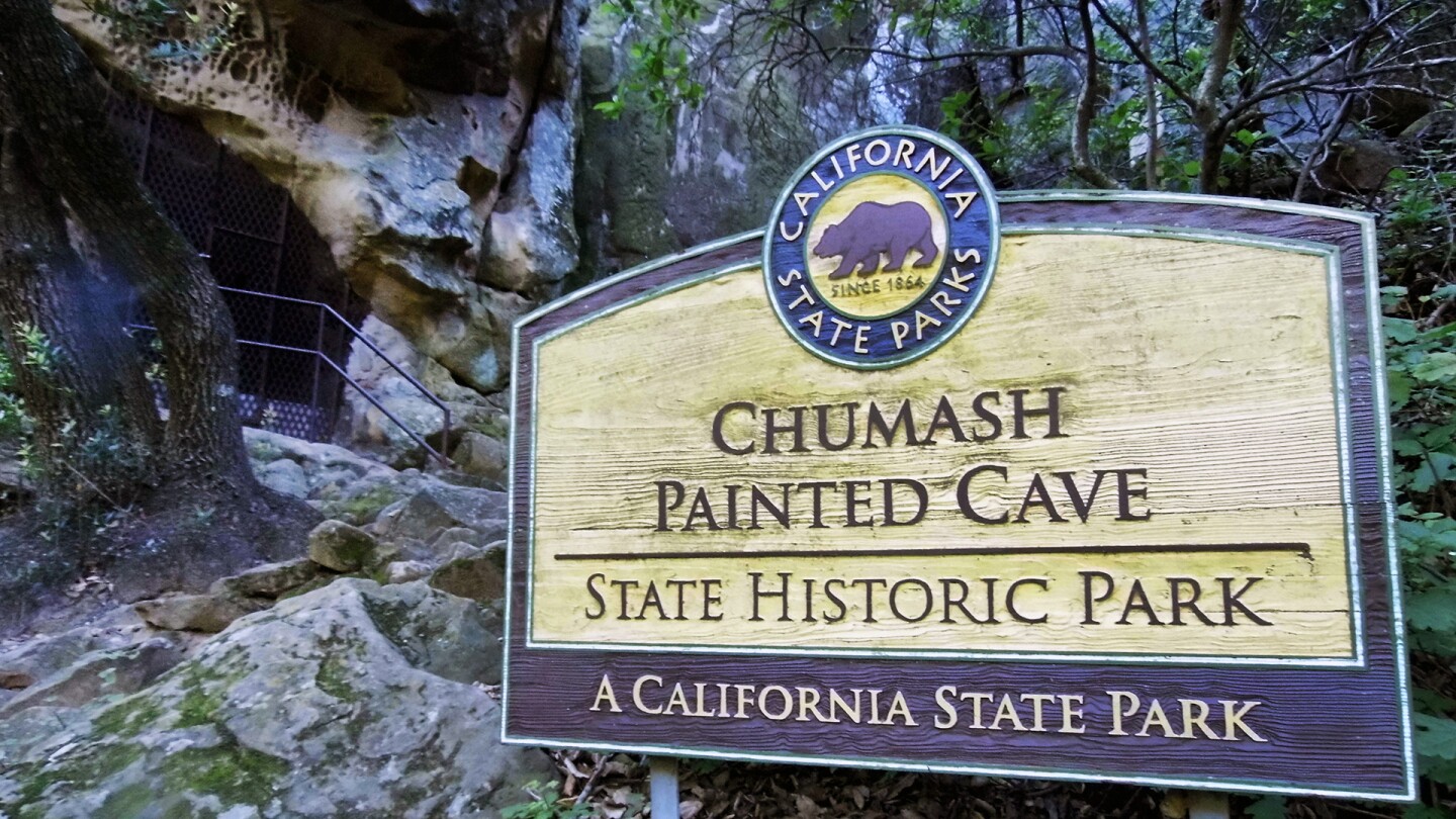 Welcome sign to Chumash Painted Cave State Historic Park