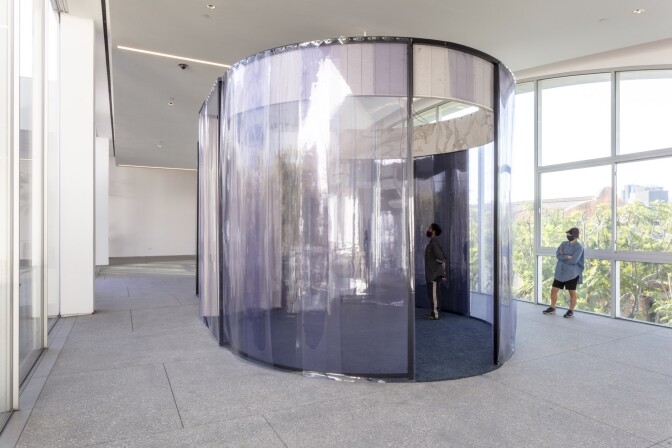 An installation view of Jacqueline Kijomi's work at "Made in L.A. 2020: a version." at Hammer Museum, Los Angeles. | Joshua White / JWPictures.com.