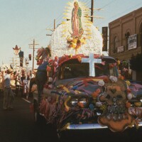 Car altar with Virgen de Guadalupe during Self Help Graphics & Art's Día de los Muertos procession | Courtesy of Self Help Graphics & Art