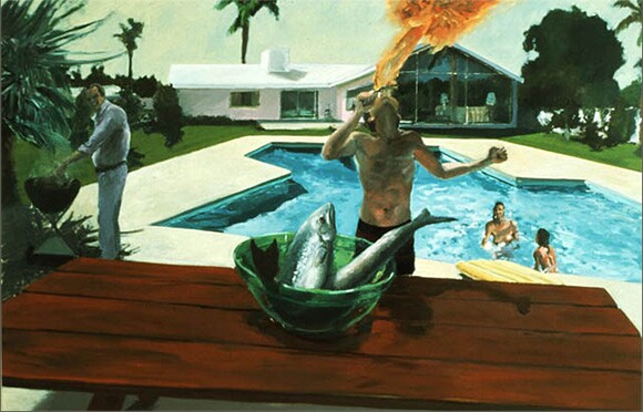 Eric Fischl, "Barbeque," 1982, Oil on Canvas, 65x100inches | Collection of Steve Martin