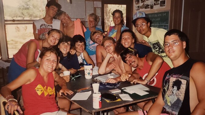 Anil Shahi with fellow camp counsellors at YMCA Camp Grady Spruce, Grafford, Texas, 1990. | Courtesy of Anil Shahi