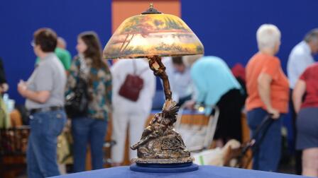 Appraisal: Korff Bronze Lamp Base with Moe Bridges Shade