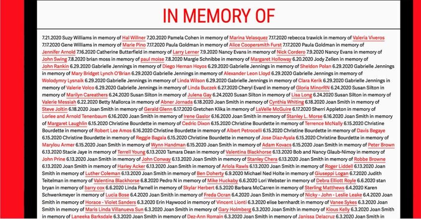 Susan Silton's "Mayday! Mayday! Mayday!" project memorializes the victims of COVID-19 | Courtesy of Susan Silton