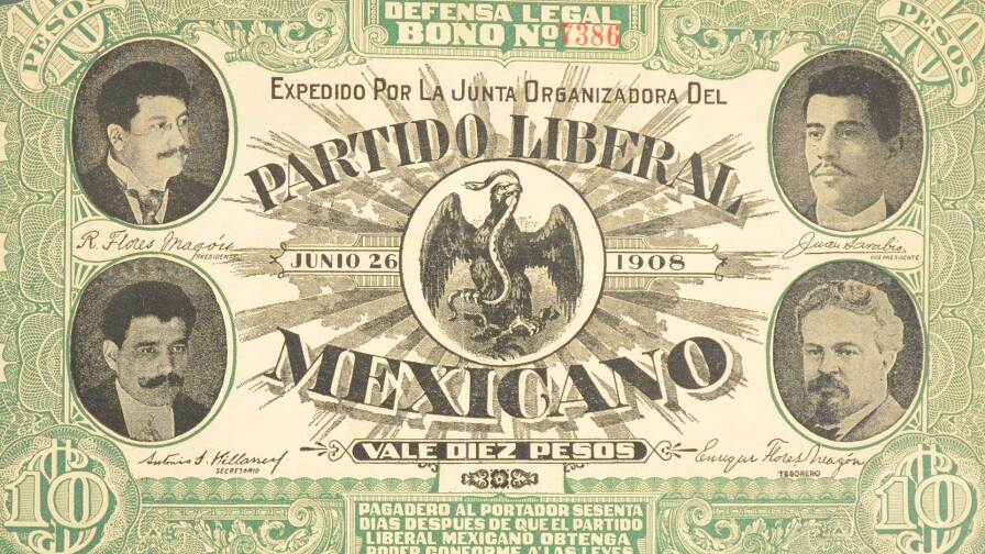 Legal Defense Bond issued by the Organizing junta of the Partido Liberal Mexicano, 1908. Courtesy of El Archivo Electrónico Ricardo Flores Magón. Regeneracion featured