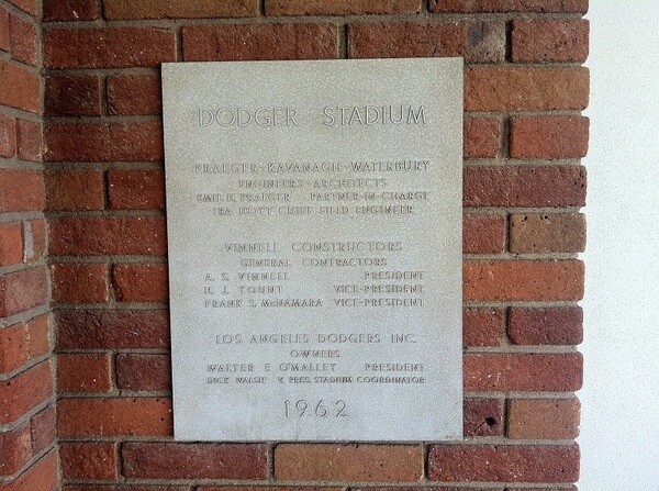 Historic plaque honors the stadium's designers and builders