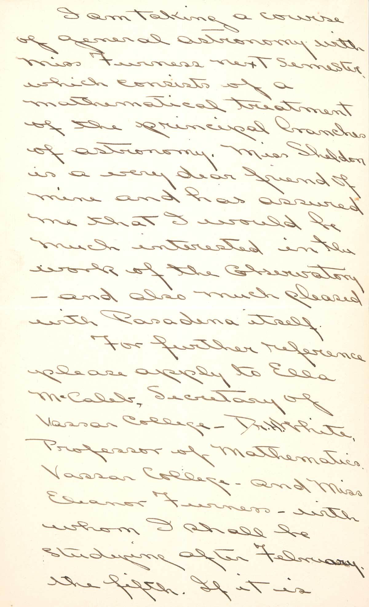 Letter to F.H. Seares of Mt. Wilson observatory from Ruth Barnett p3 | Image courtesy of the Observatories of the Carnegie Institution for Science Collection at the Huntington Library, San Marino, California