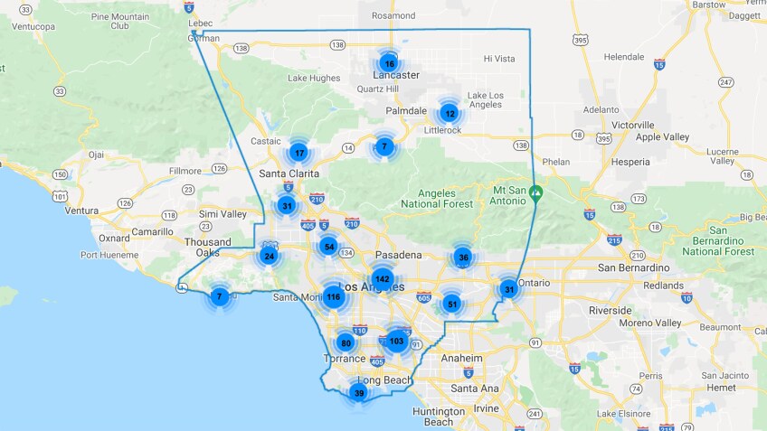 The Los Angeles County Registrar-Recorder/County Clerk's interactive map shows the locations of all vote centers. Find it at www.lavote.net. | Screenshot from L.A. County's L.A. County Vote Centers Map