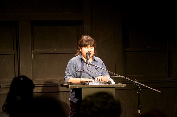 Laura Davila reads at Beyond Baroque | Photo: DSTL Arts