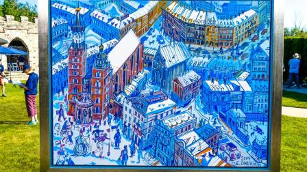 Appraisal: 2004 Edward Dwurnik "Kraków" Acrylic Cityscape