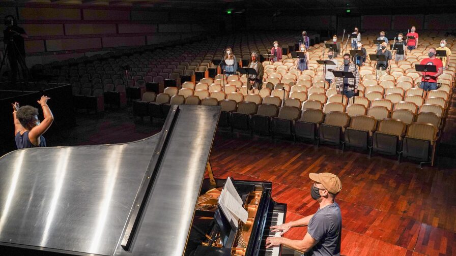 L.A.’s Tonality ensemble records their Tune In Festival performance at UCLA’s Royce Hall. | Phinn Sriployrung/UCLA