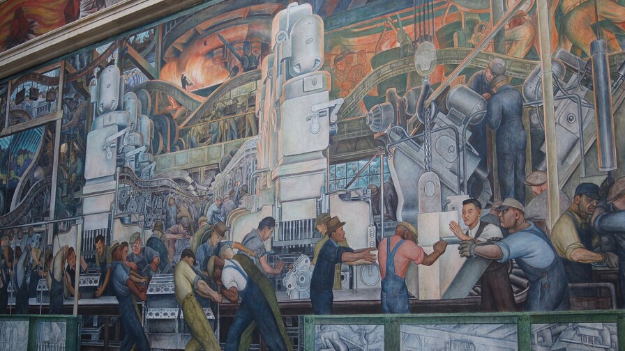 A portion of the "Detroit Industry" murals by Diego Rivera that adorn the walls of Rivera Court at the Detroit Institute of Arts | ashleystreet/Creative Commons