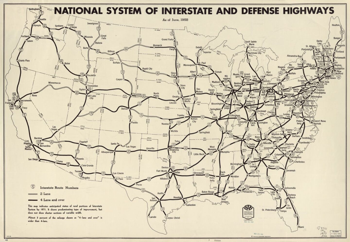 National system of interstate and defense highways : as of June, 1958