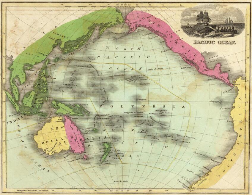 1842 map of the Pacific Ocean