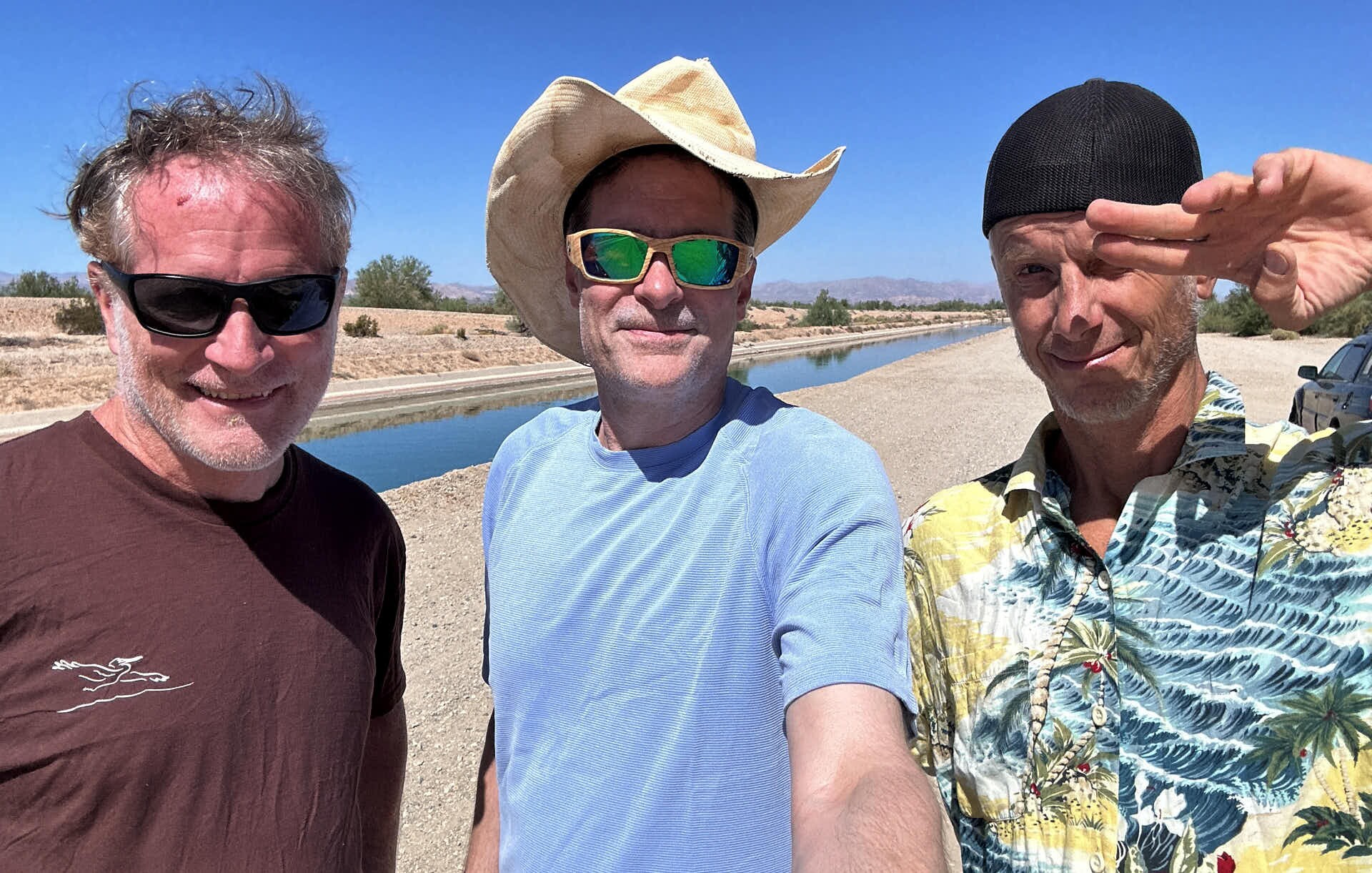 Jack, Osceola & Aquaman at Coachella Canal – Near Slab City, CA – 2024