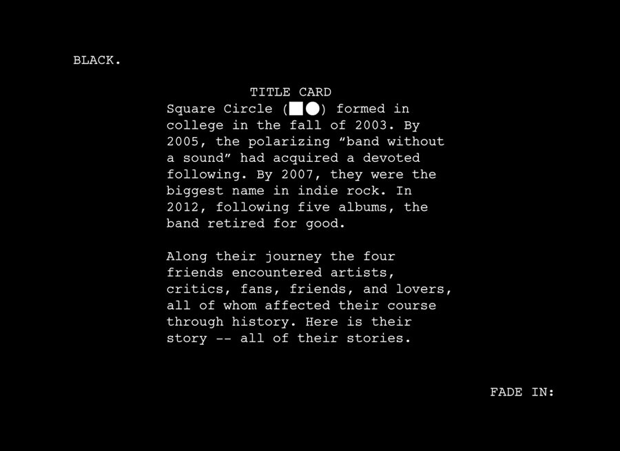 Square Circle screenplay inscription