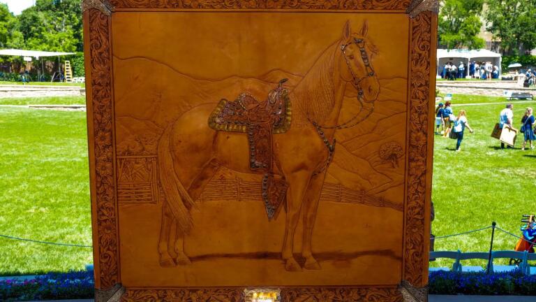 Appraisal: Al Stohlman Tooled Leatherwork Picture