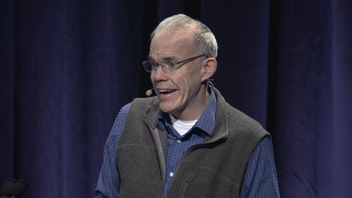 Bioneers speaker on the stage.